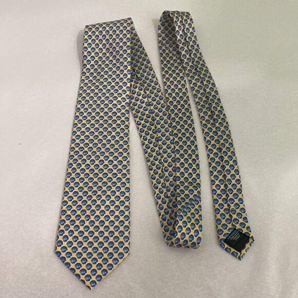 J.Crew The Silk Tie Mens Yellow Blue Shell Classic Tie - Picture 7 of 8